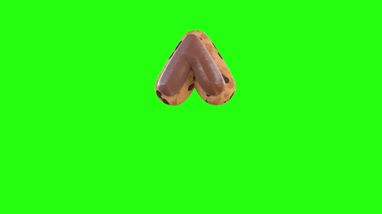 3d animation of the ^ sign recreating a cookie with chocolate on top