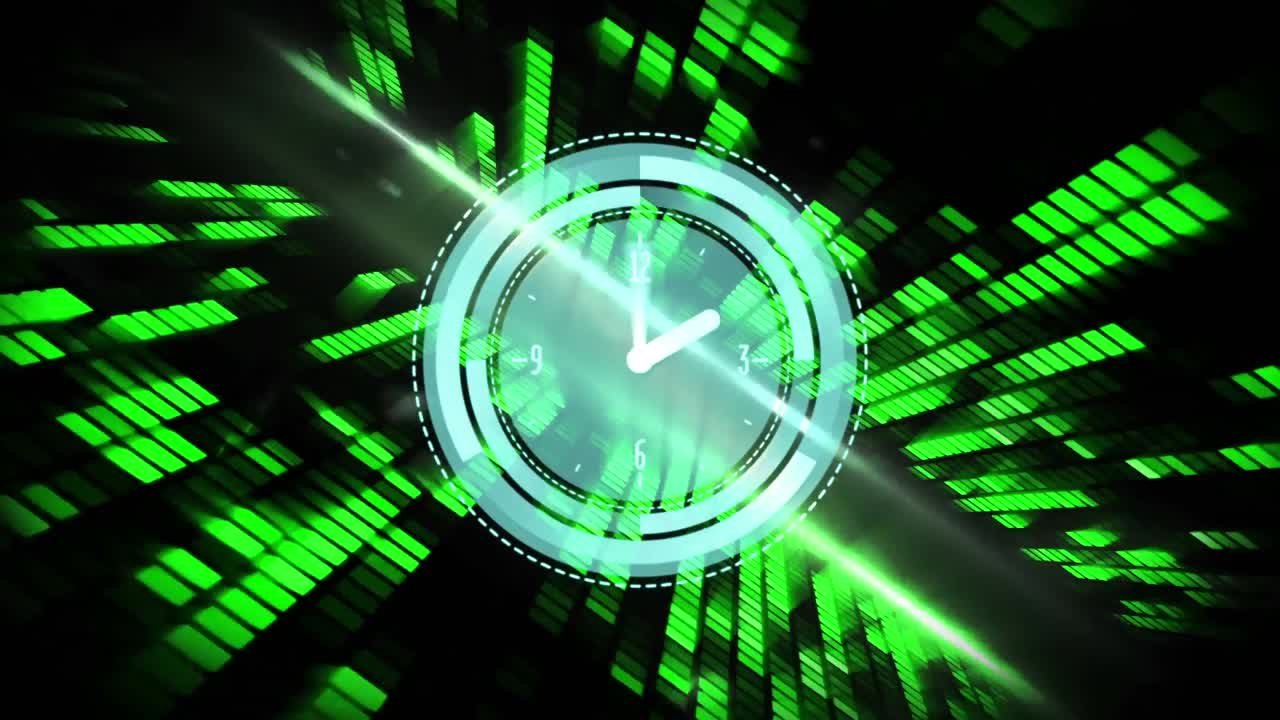 animación del reloj sobre las luces de la discoteca