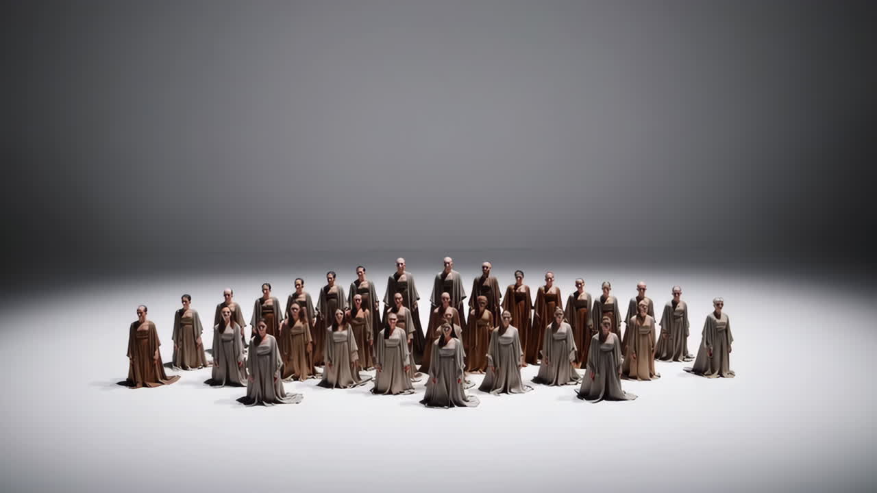 Group Dance Performance in Neutral Tones