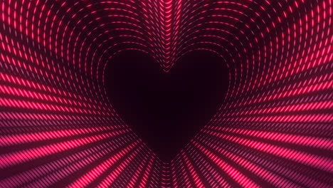 brillante y radiante espiral en forma de corazón hecha de líneas rojas brillantes