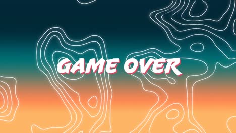 Animation-of-game-over-text-in-white-letters-over-white-lines