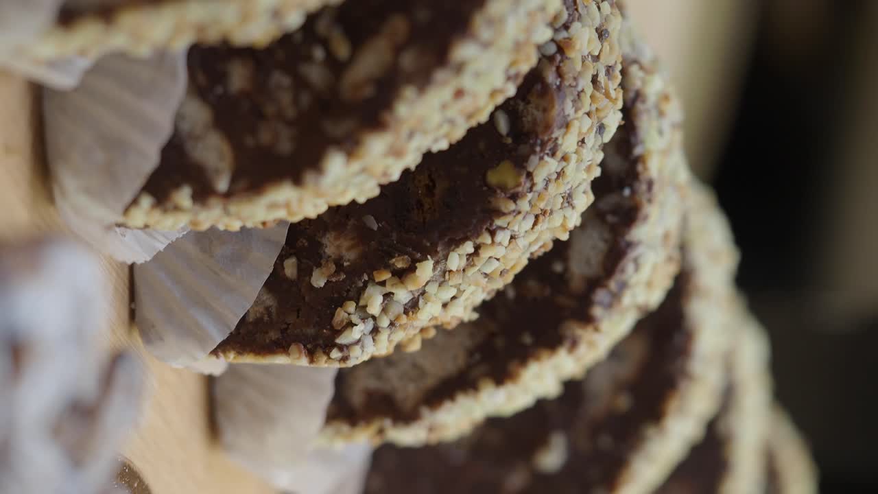 Close-up of Chocolate Cookies with Nuts