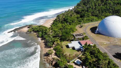 Aerial-footage-of-Domes-Beach-in-Rincon,-Puerto-Rico