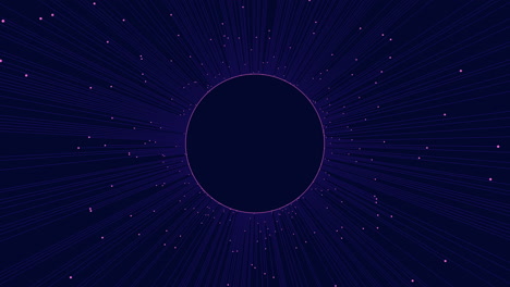 Dynamic-black-circle-surrounded-by-radiating-lines-in-blue-and-white-pattern