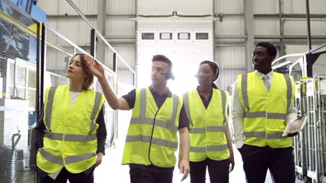 staff inspecting an industrial building, shot on r3d