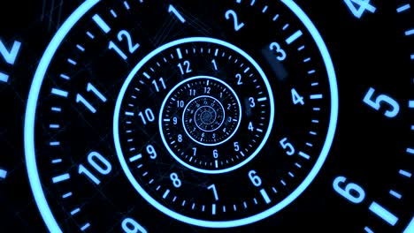 cara del reloj espiral del tiempo en el infinito