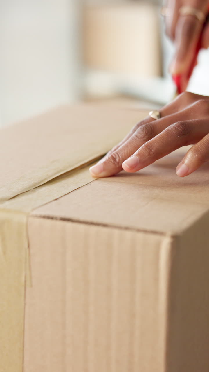 Maket Bıçağı Kullanarak Paket Açan Eller
