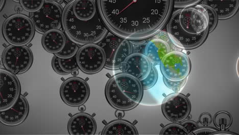 animación de sistemas solares, planetas y espacio sobre relojes que tiquetean