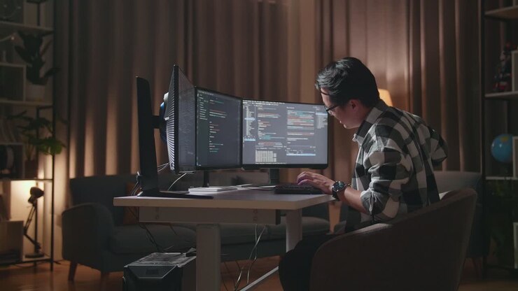Müder Programmierer mit Rückenschmerzen