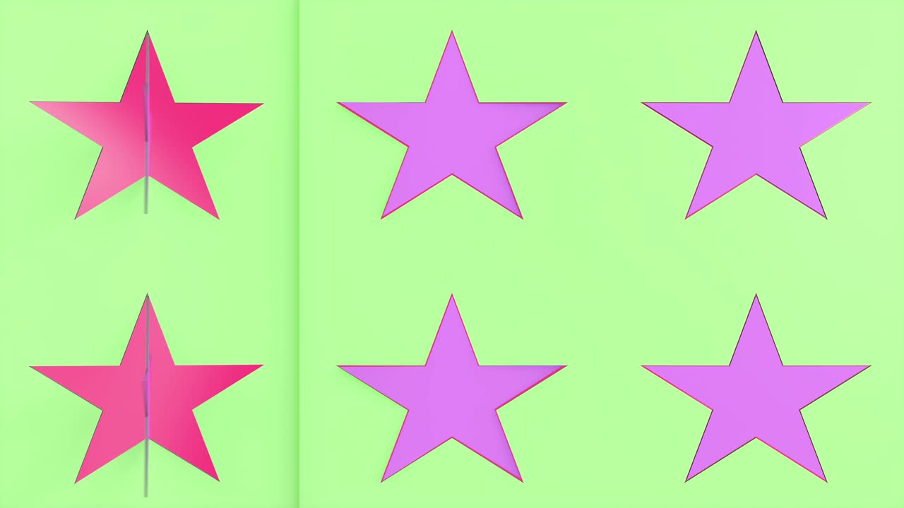 animación 3d de estrellas coloridas en movimiento. el signo de las estrellas se está volviendo. patrón sin costuras.
