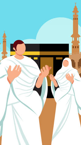 una pareja musulmana realizando el hajj