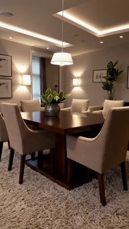 modern dining room interior with elegant furniture