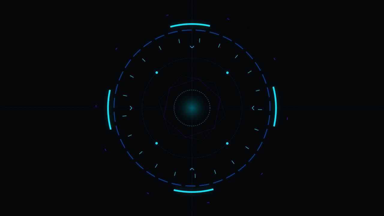 Futuristic Digital HUD Interface Rotating Circular Graphic