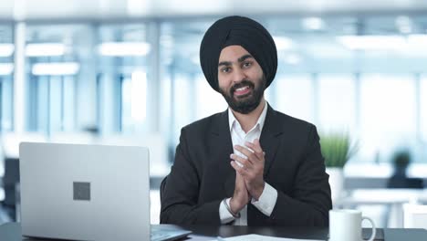 happy sikh indian businessman clapping and appreciating