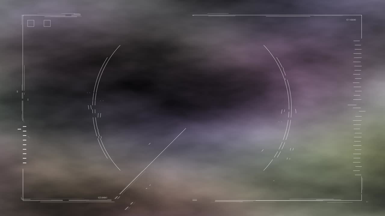 Spaceship Hud display scanning foggy planet surface