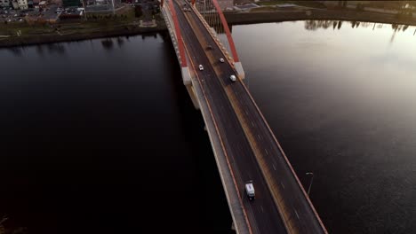 aerial reveal of hastings bridge over mississippi river