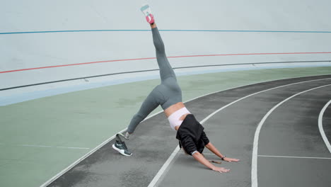 lady practicing yoga outdoors