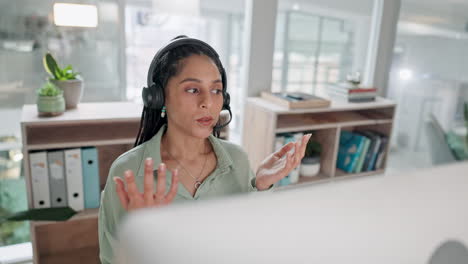 woman, consultant and call center with headphones