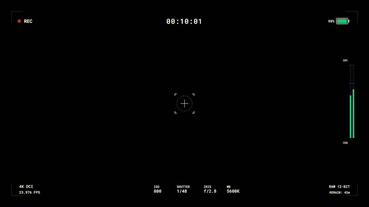 Digital Camera Recording Interface Overlay with Black Background