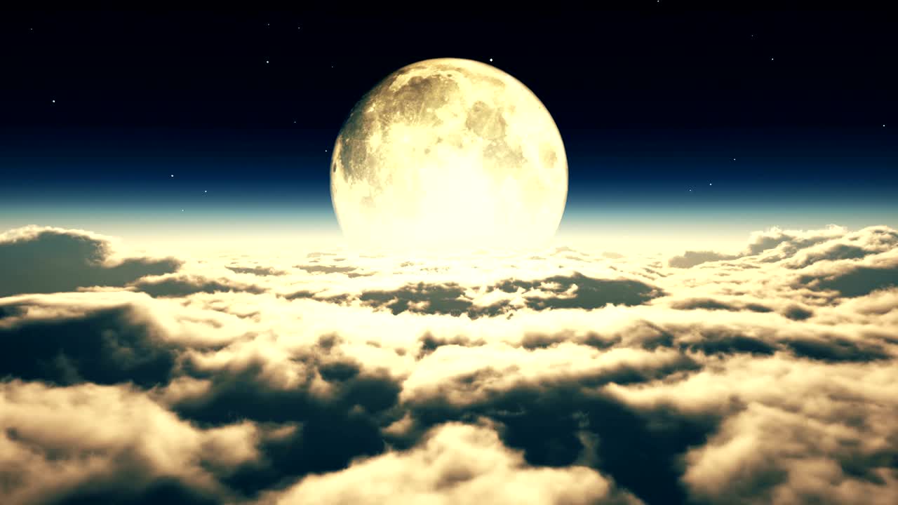 sueño volar en las nubes y la luna 4k