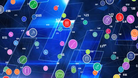 Animation-of-network-of-connections-with-digital-icons