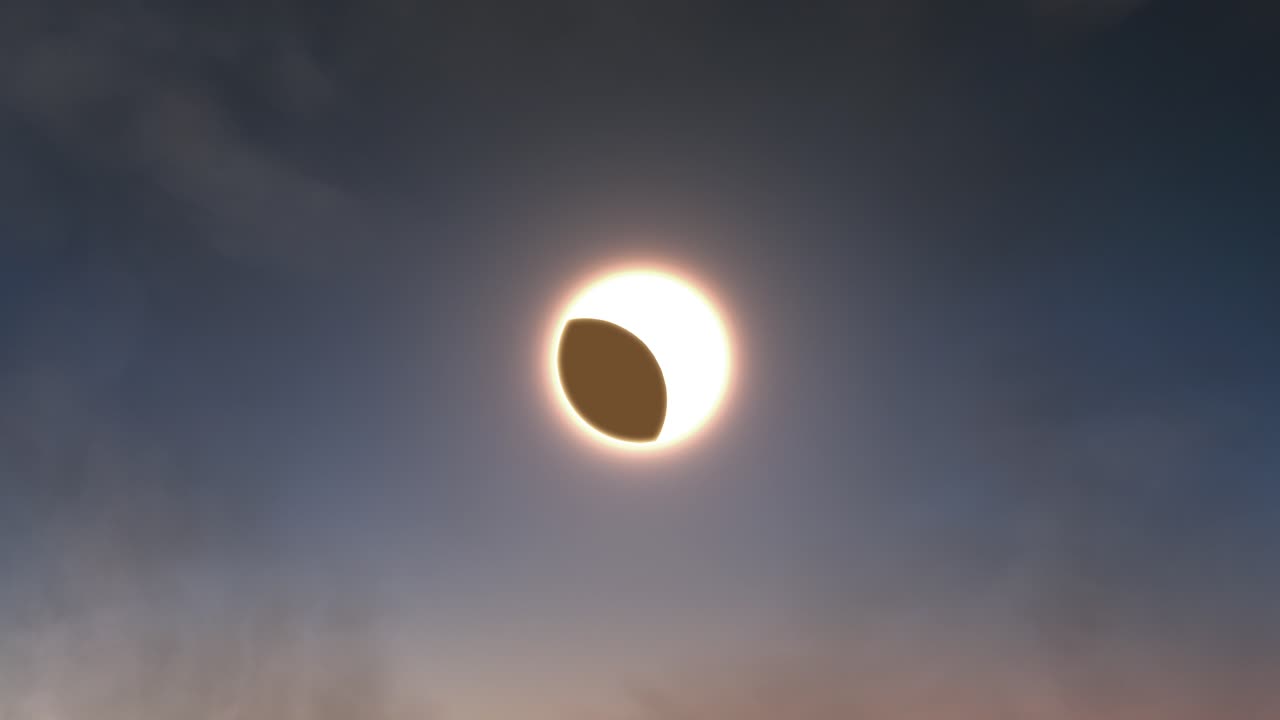Solar Eclipse Above the Clouds at Dusk