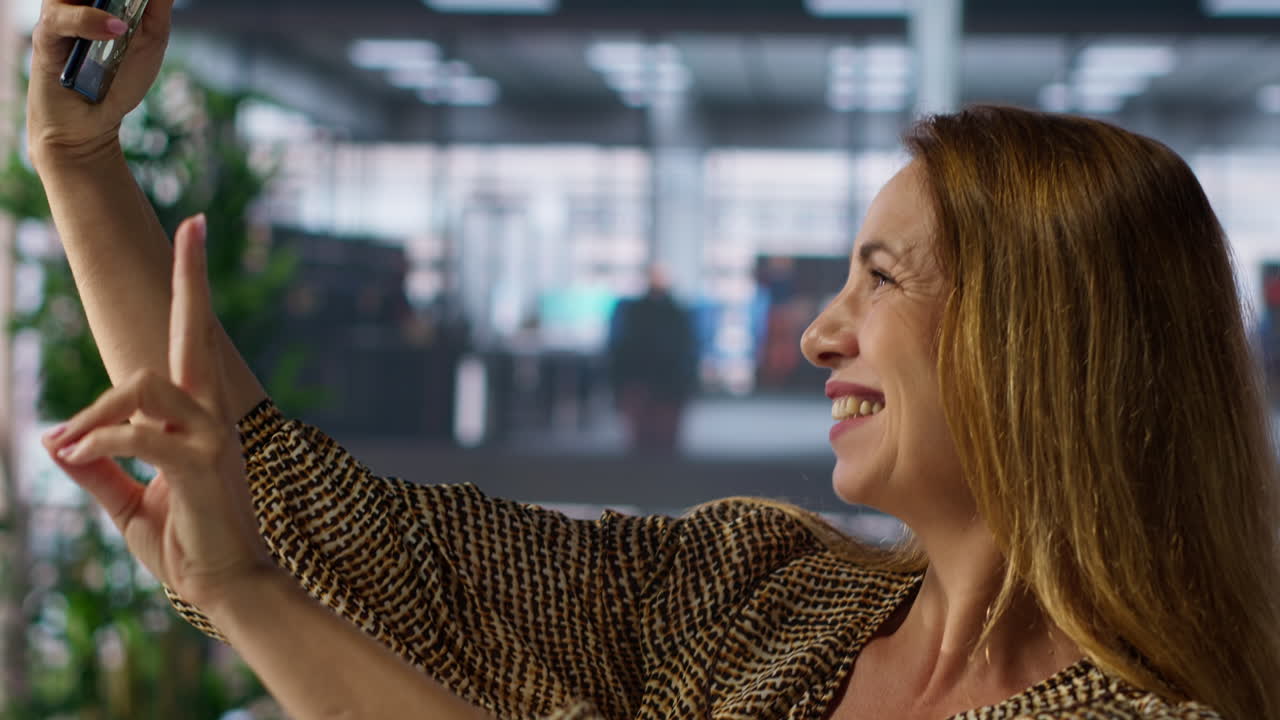 Woman takes a selfie