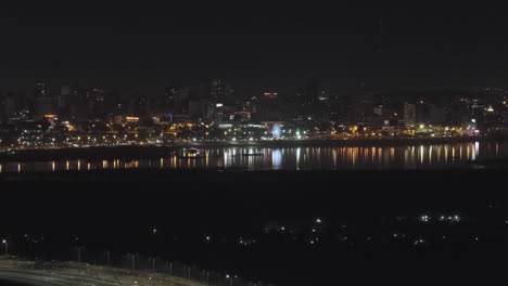 nocturnal urban landscape of asuncion, paraguay, showcasing the city's distinctive nighttime features. pan right view