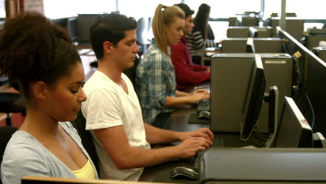 students working in computer room