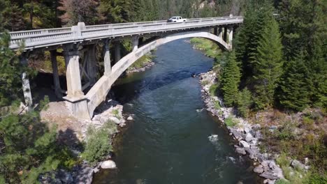 drone shot of rainbow bridge over payette river idaho with cars 1080p 120fps