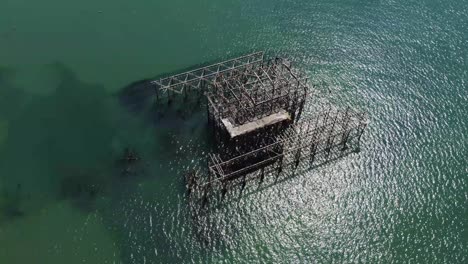 Beautiful-4K-Aerial-drone-pan-of-the-west-pier-revealing-the-i360-and-Brighton-seafront