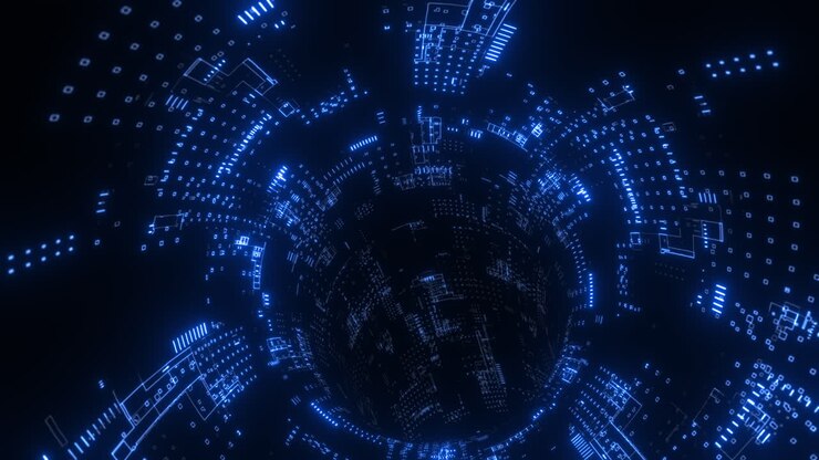 Abstract Glowing Circuit Tunnel