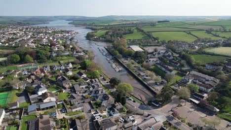 kingsbridge devon uk high panning drone aerial view