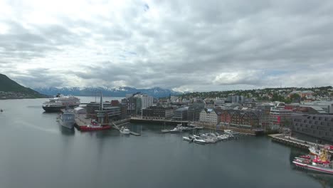 tromso, norway aerial footage. tromso is considered the northernmost city in the world with a population above 50000.