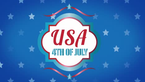 animation of usa 4th of july text over stars on blue background