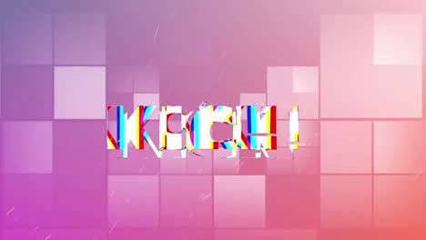 animación de texto de patada y formas en fondo rosa.