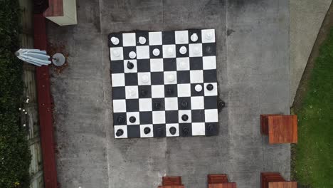 outdoor installation of chess black and white chessboard