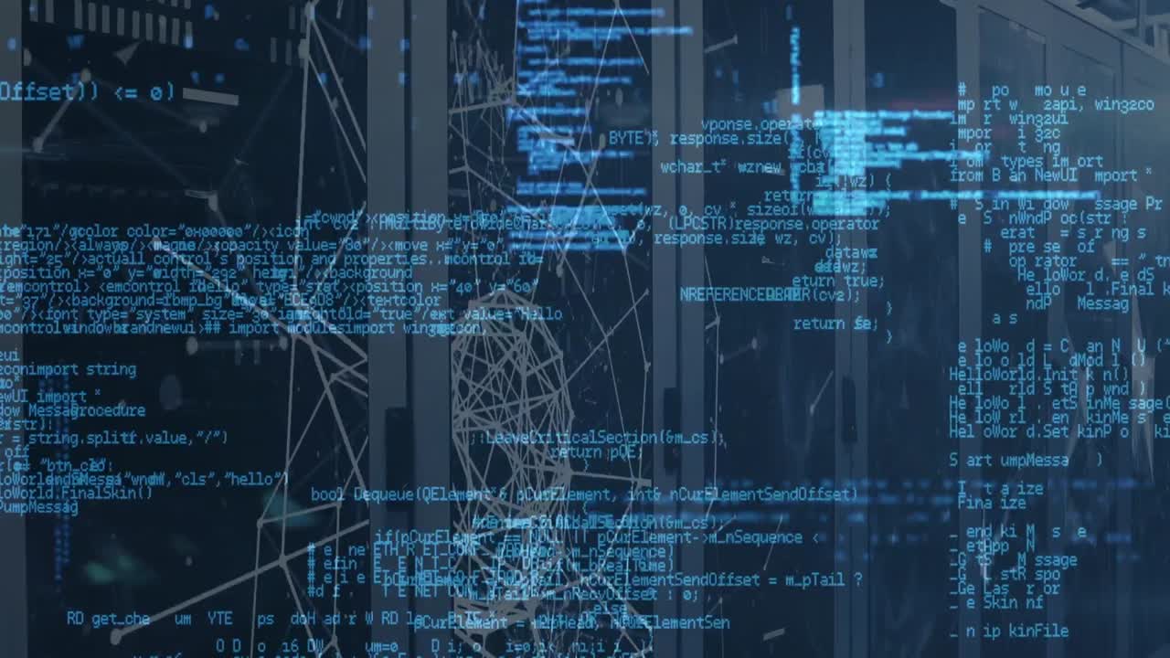 animazione dell'elaborazione dei dati e delle connessioni sui server