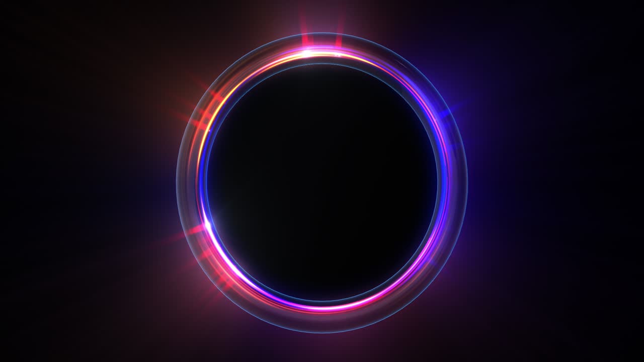 el fondo de neón abstracto. el círculo de brillo girando. el anillo brillante de led.