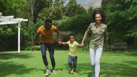 family spending time together in the garden