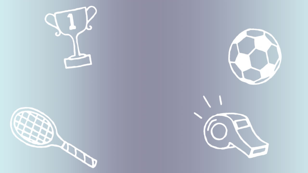 회색 배경에 있는 학교 물건 아이콘의 애니메이션