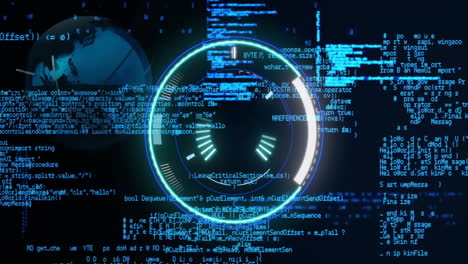 animación del procesamiento de datos sobre el escaneo del alcance