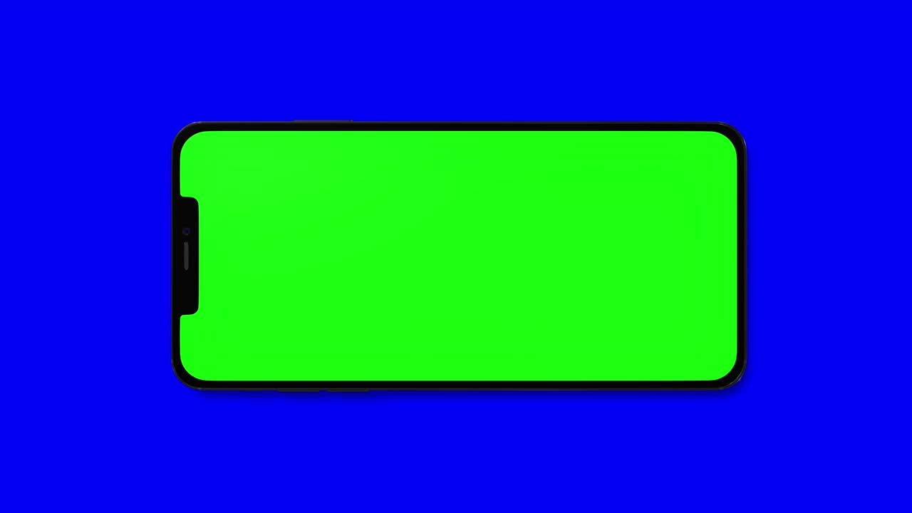 Green screen smartphone on blue background, perfect for video overlays