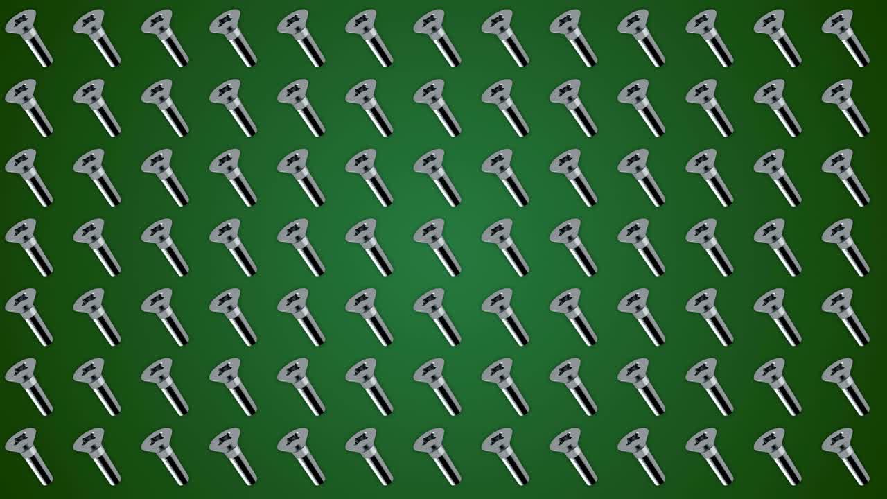 금속 스크루 볼트 패턴 녹색 배경 루프