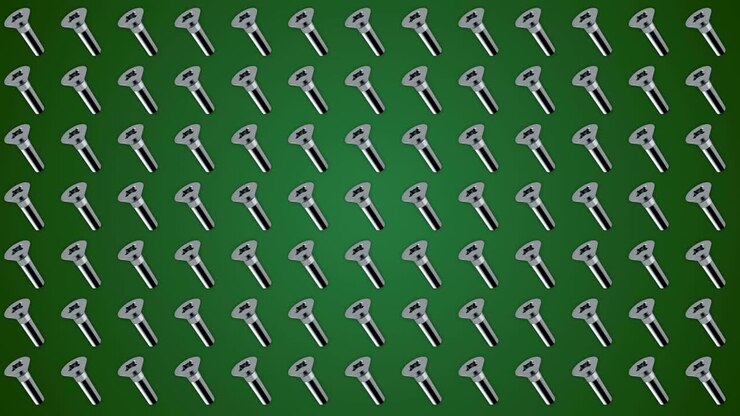 Metallic screws bolts pattern green background loop