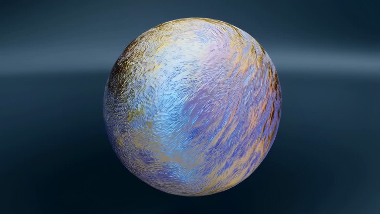 Sfera astratta iridescente e testurizzata