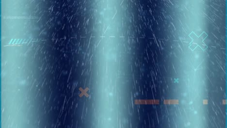 animation of rain and crosses over blue background