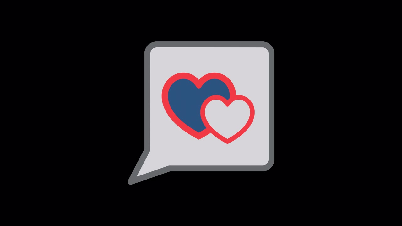 Animated Speech Bubble with Hearts Icon