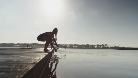 female rowers training on a river