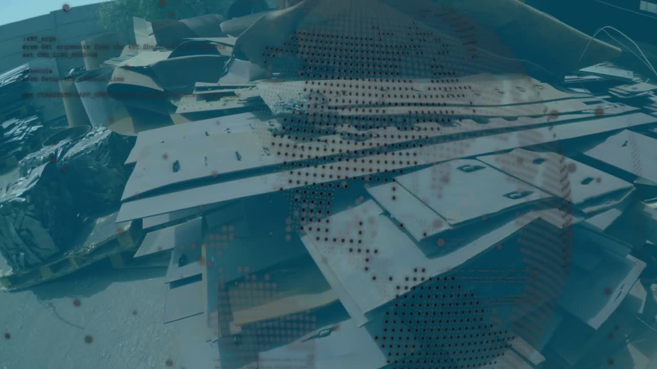 animación del procesamiento de datos sobre el vertedero de basura